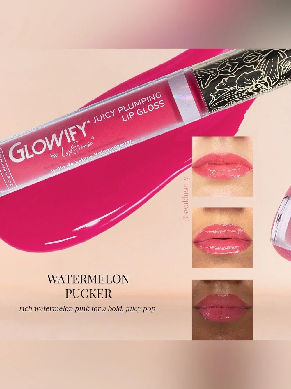 LipSense Powify Juicy Plumping Lip Gloss — Watermelon Pucker Pink